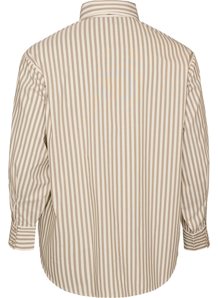 Gestreiftes Hemd mit abnehmbarer Schluppe, Beige, Packshot image number 1