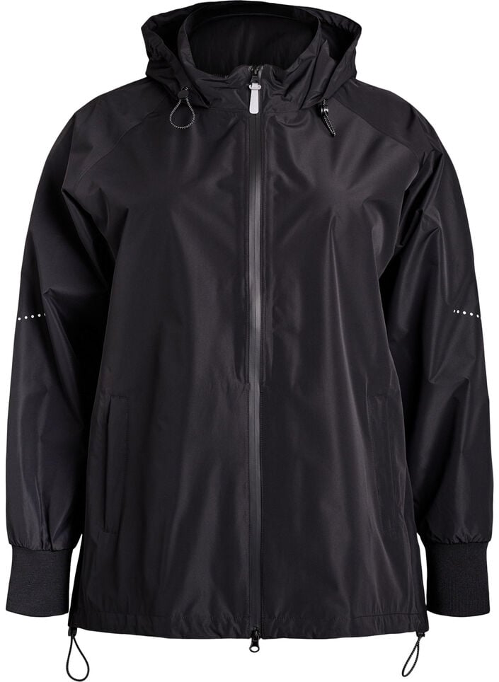 Regenjacke mit reflektierenden Details, Schwarz, Packshot image number 0