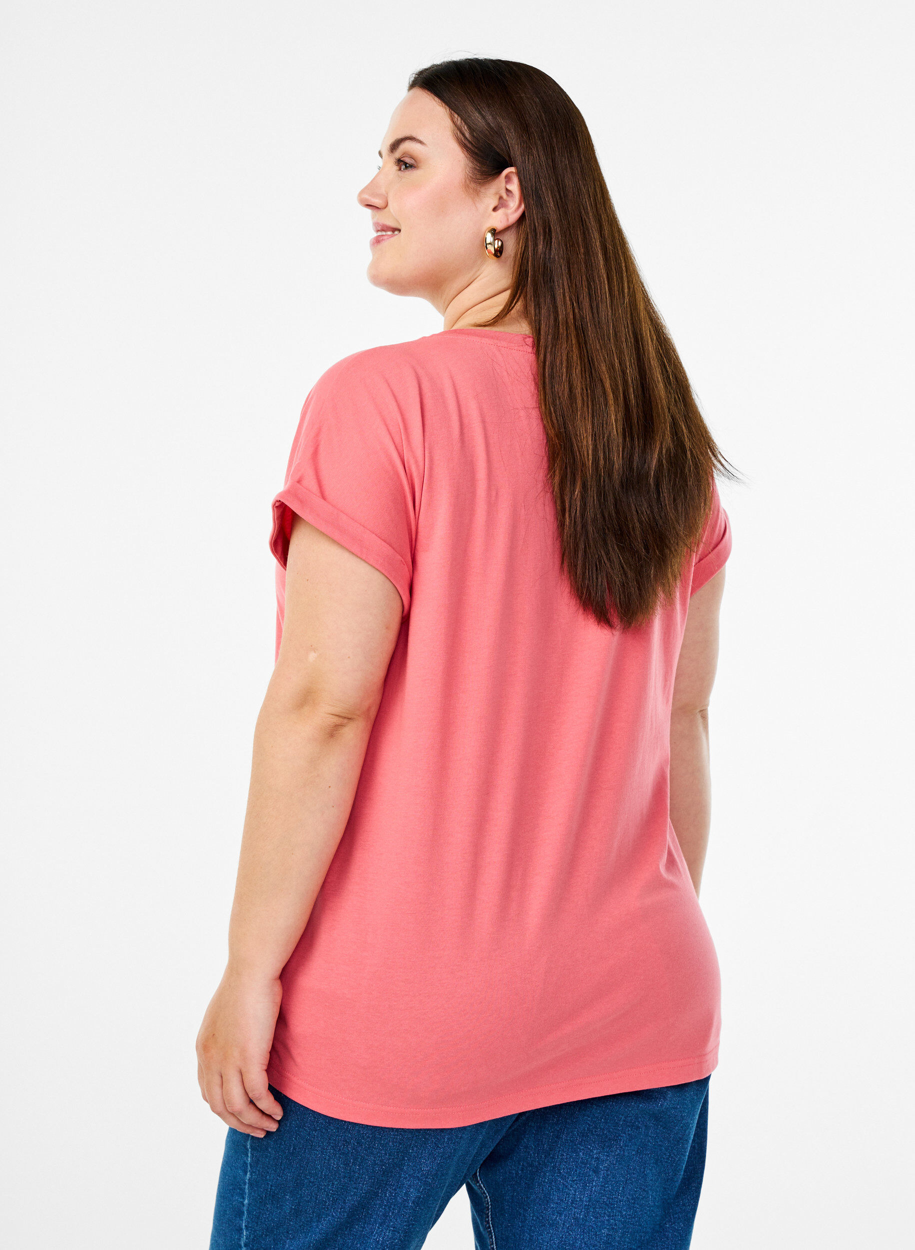 ZizziKurz&auml;rmliges T-Shirt aus einer Baumwollmischung, Rot, Model image number 2