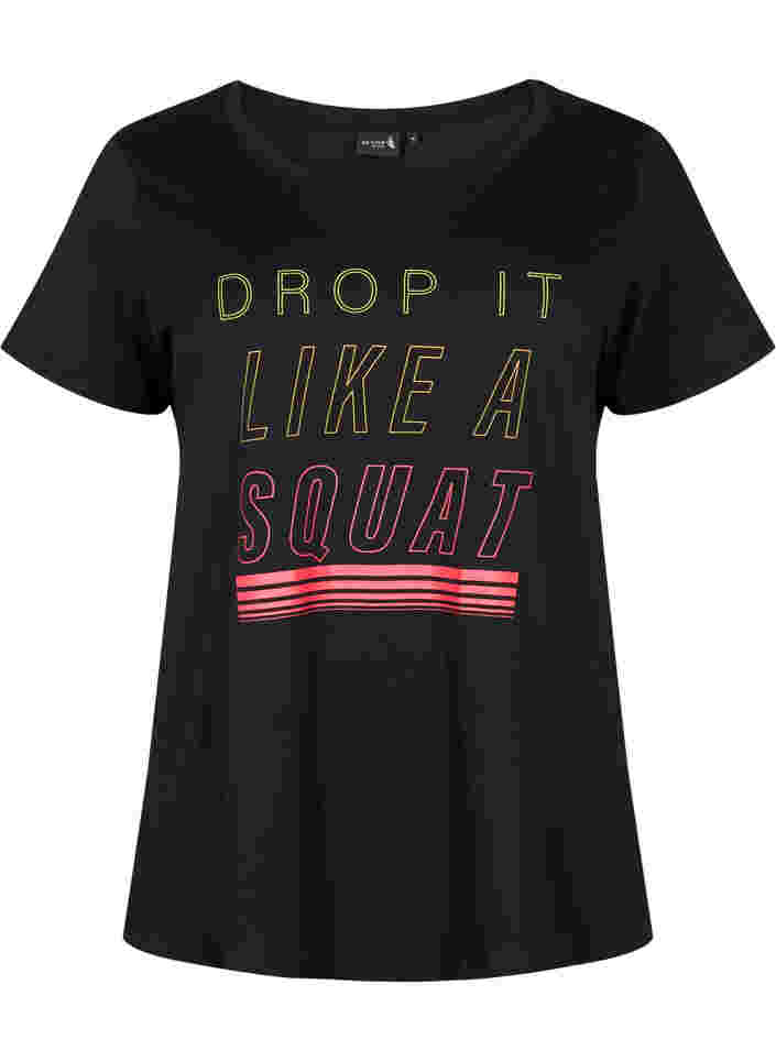 Trainings-T-Shirt mit Print, Black w. Drop It, Packshot image number 0