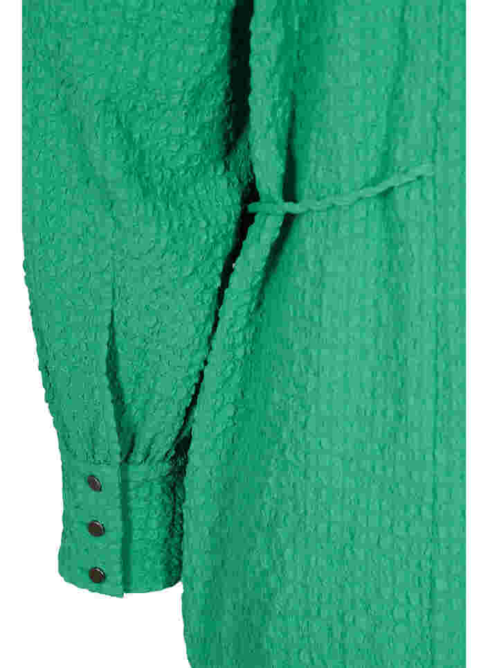 Langarm Kleid mit V-Ausschnitt und Bindeschnüre, Mint, Packshot image number 3