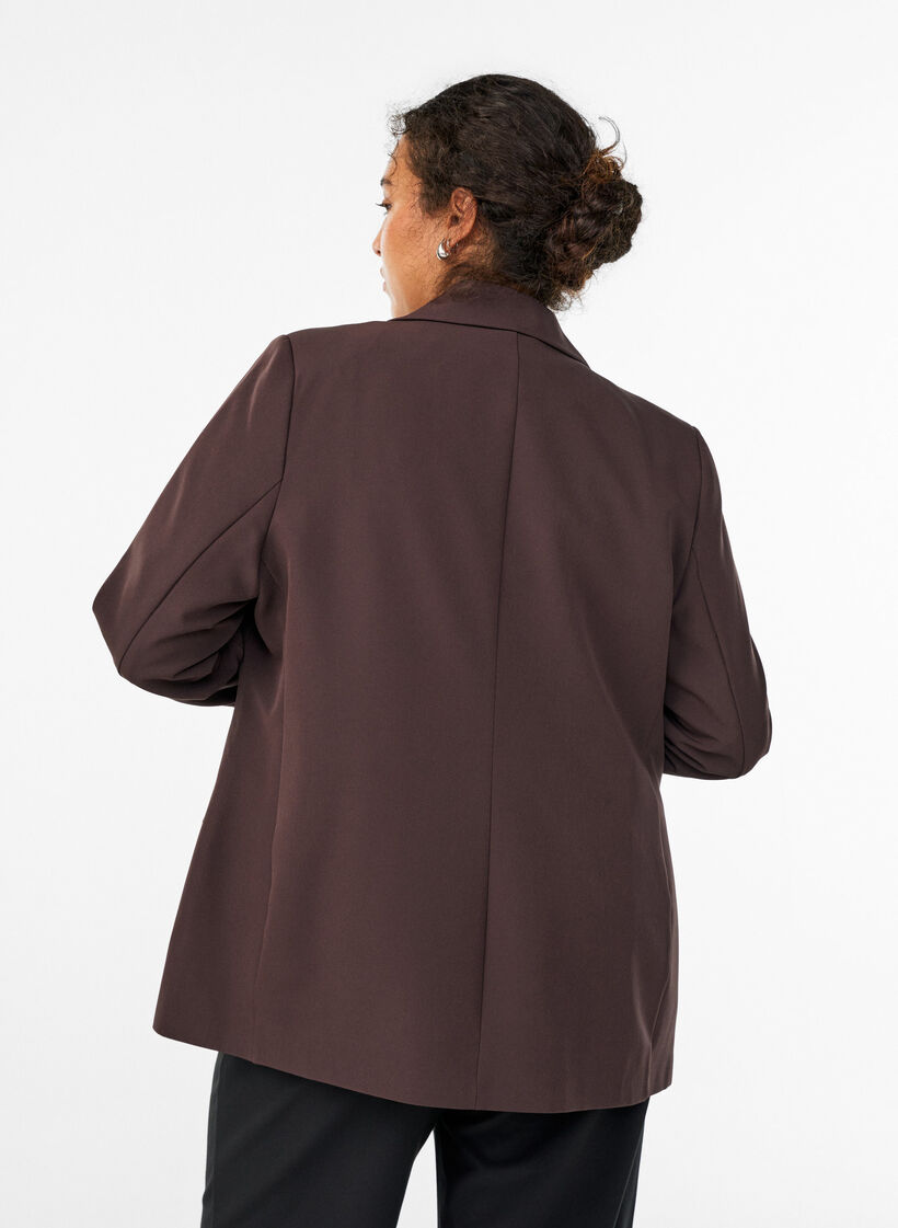 Klassischer Blazer mit Knopfverschluss, Braun, Model image number 2