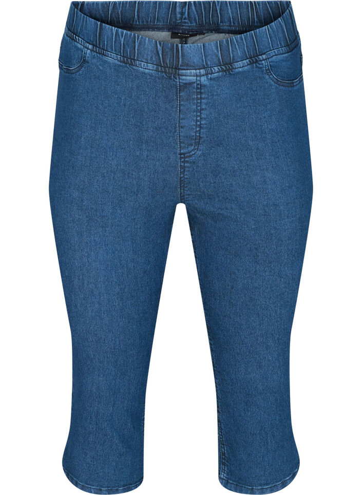 Caprihose in Baumwollmischung, Dark blue denim, Packshot image number 0