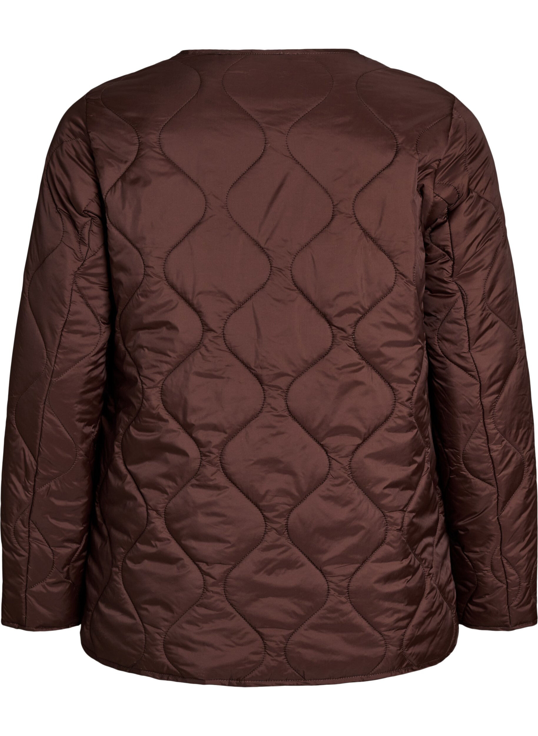 ZizziSteppjacke mit Druckkn&ouml;pfen und Rundhalsausschnitt, Braun, Packshot image number 1