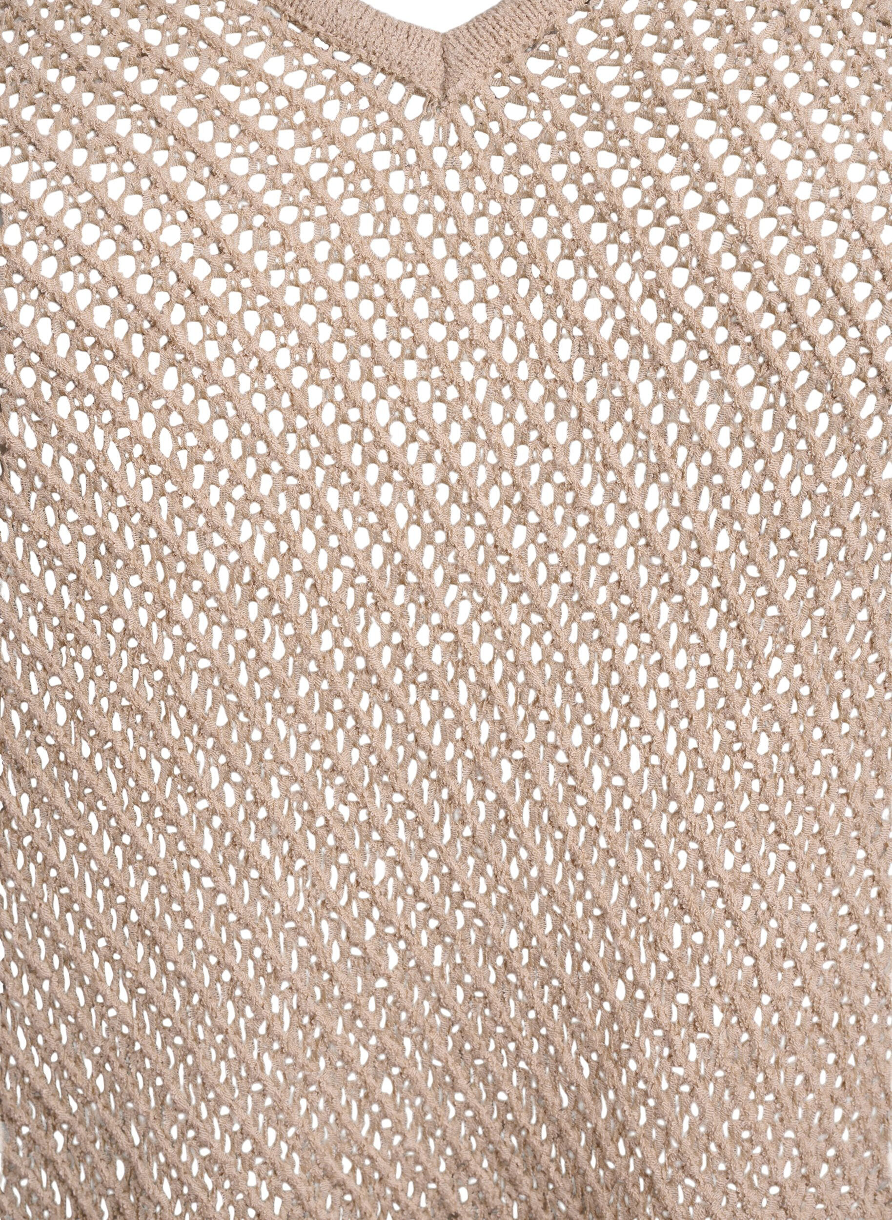 Zizzi FLASH - &Auml;rmelloser Stricktop mit V-Ausschnitt, Beige, Packshot image number 2