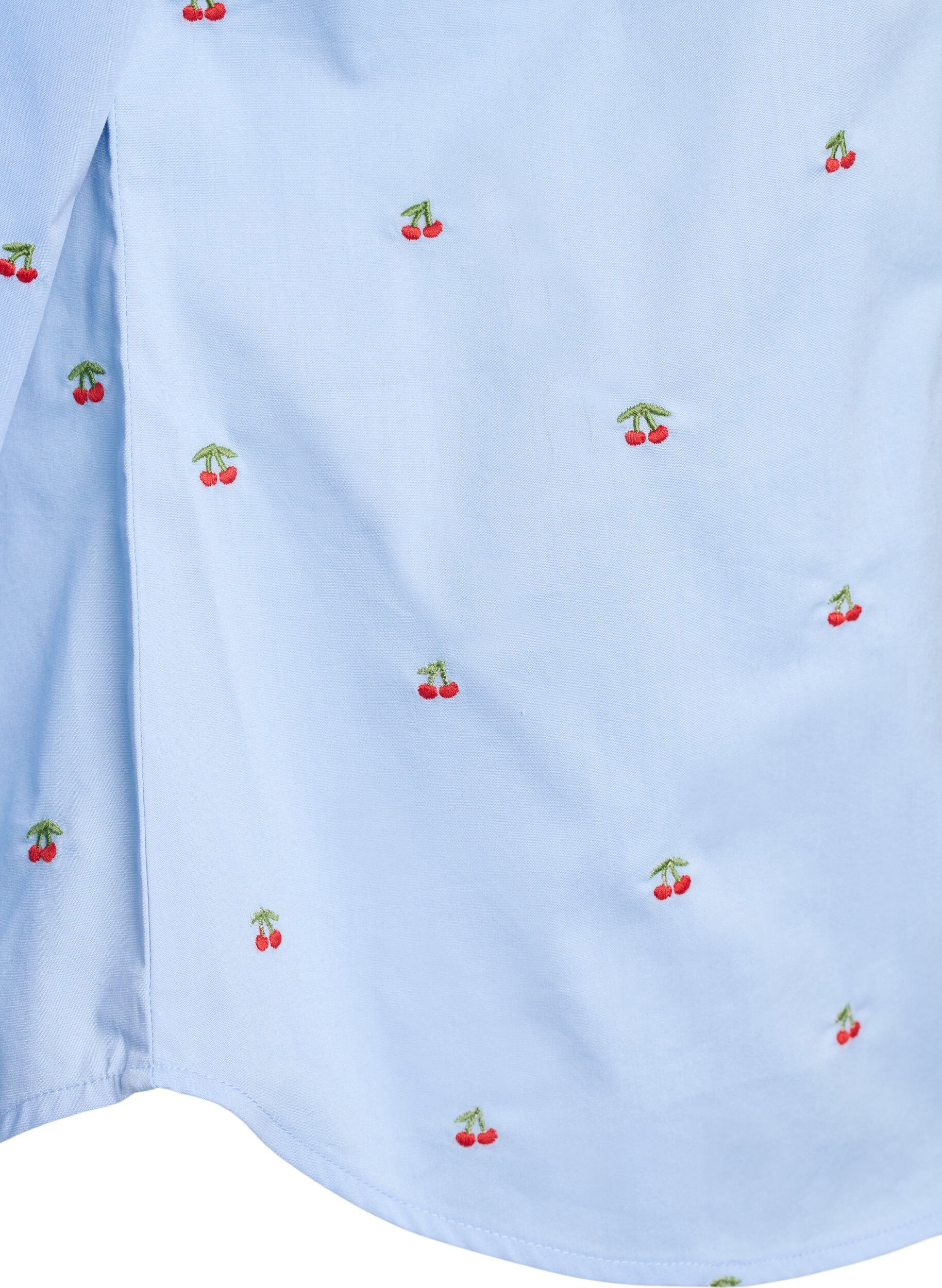 ZizziHemdbluse mit gestickten Kirschen, Blau, Packshot image number 3