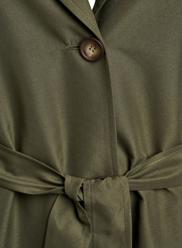 Langer Trenchcoat mit Stickerei, Grün, Packshot image number 2