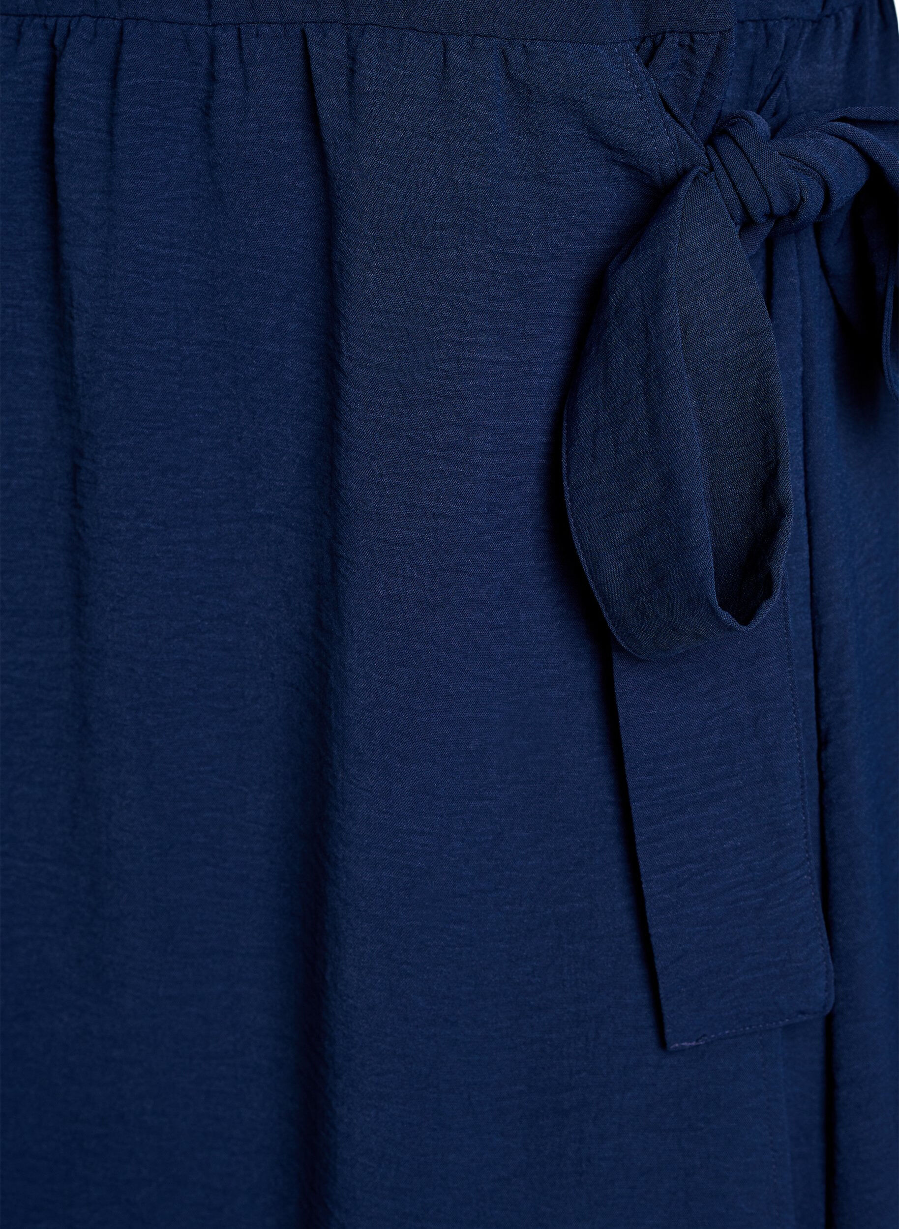 Zizzi Midilanges Kleid mit Bindedetail, Blau, Packshot image number 3