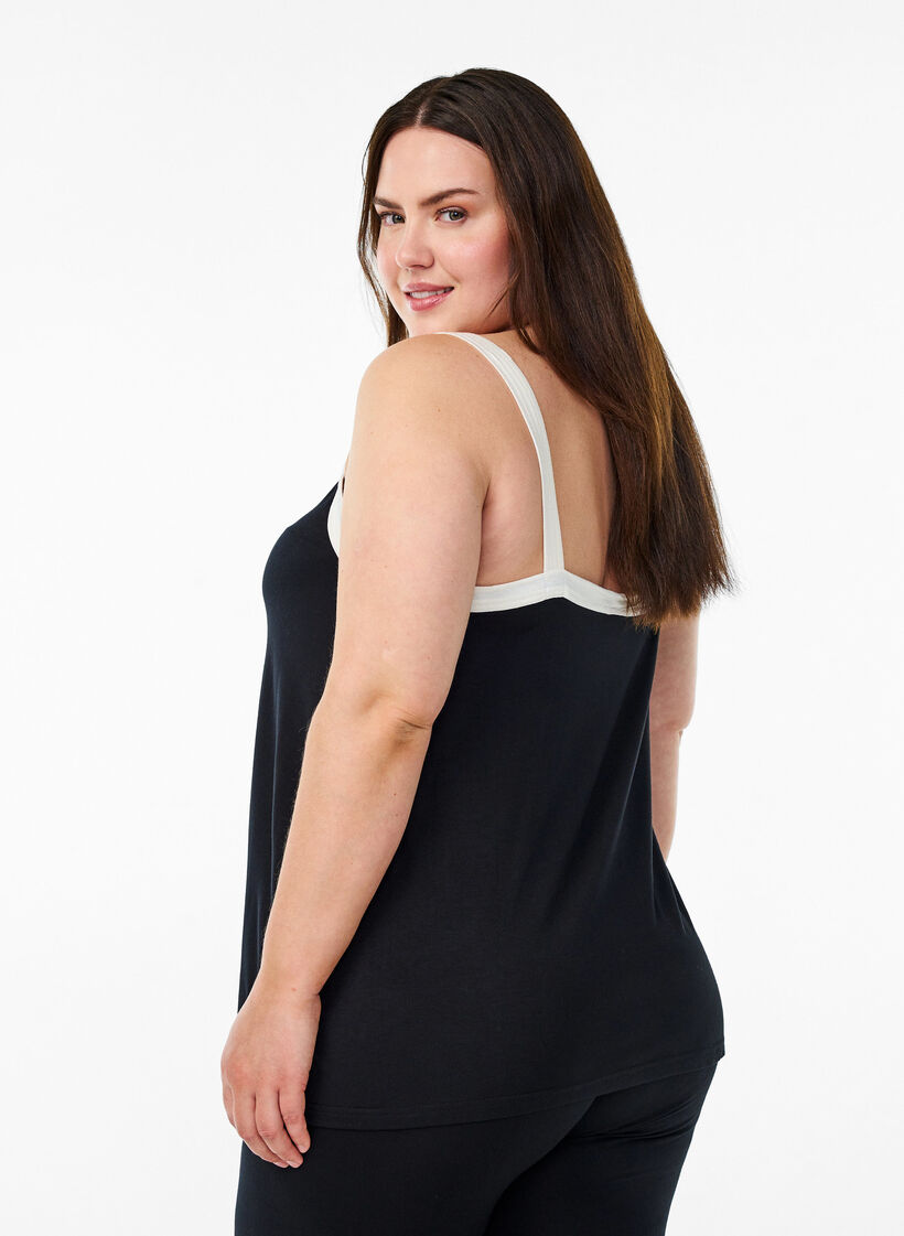 Nachthemd mit Trägern und V-Ausschnitt, Schwarz, Model image number 2