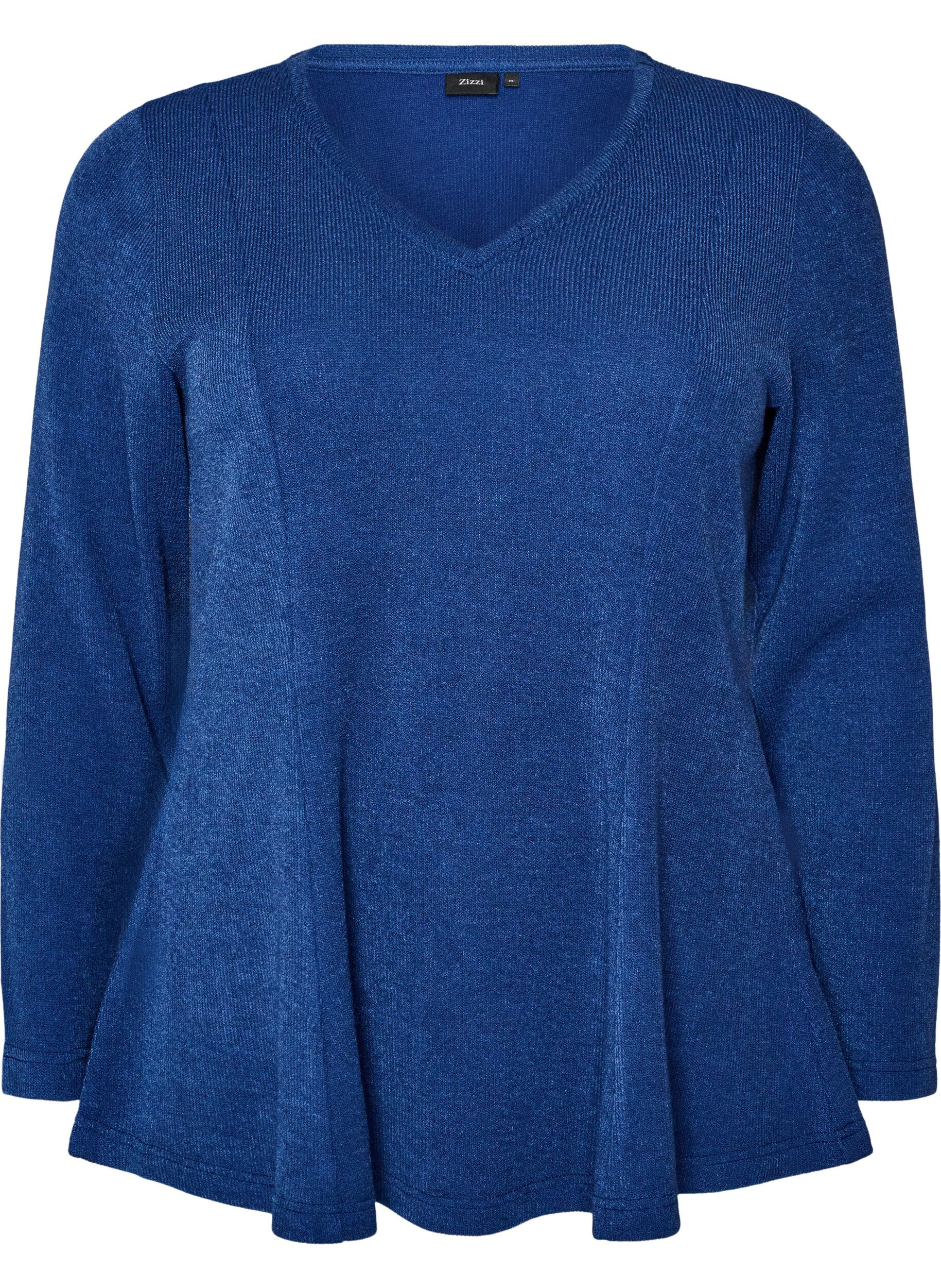 ZizziBluse aus Jersey mit gerippter Struktur und A-Linien-Passform, Blau, Packshot image number 0