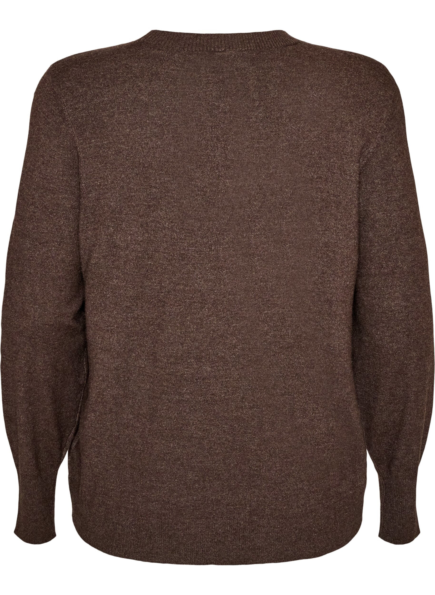 ZizziStrickbluse mit Rundhalsausschnitt, Braun, Packshot image number 1