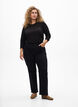 Einfarbige Bluse mit langen &Auml;rmeln, Schwarz, Model image number 1