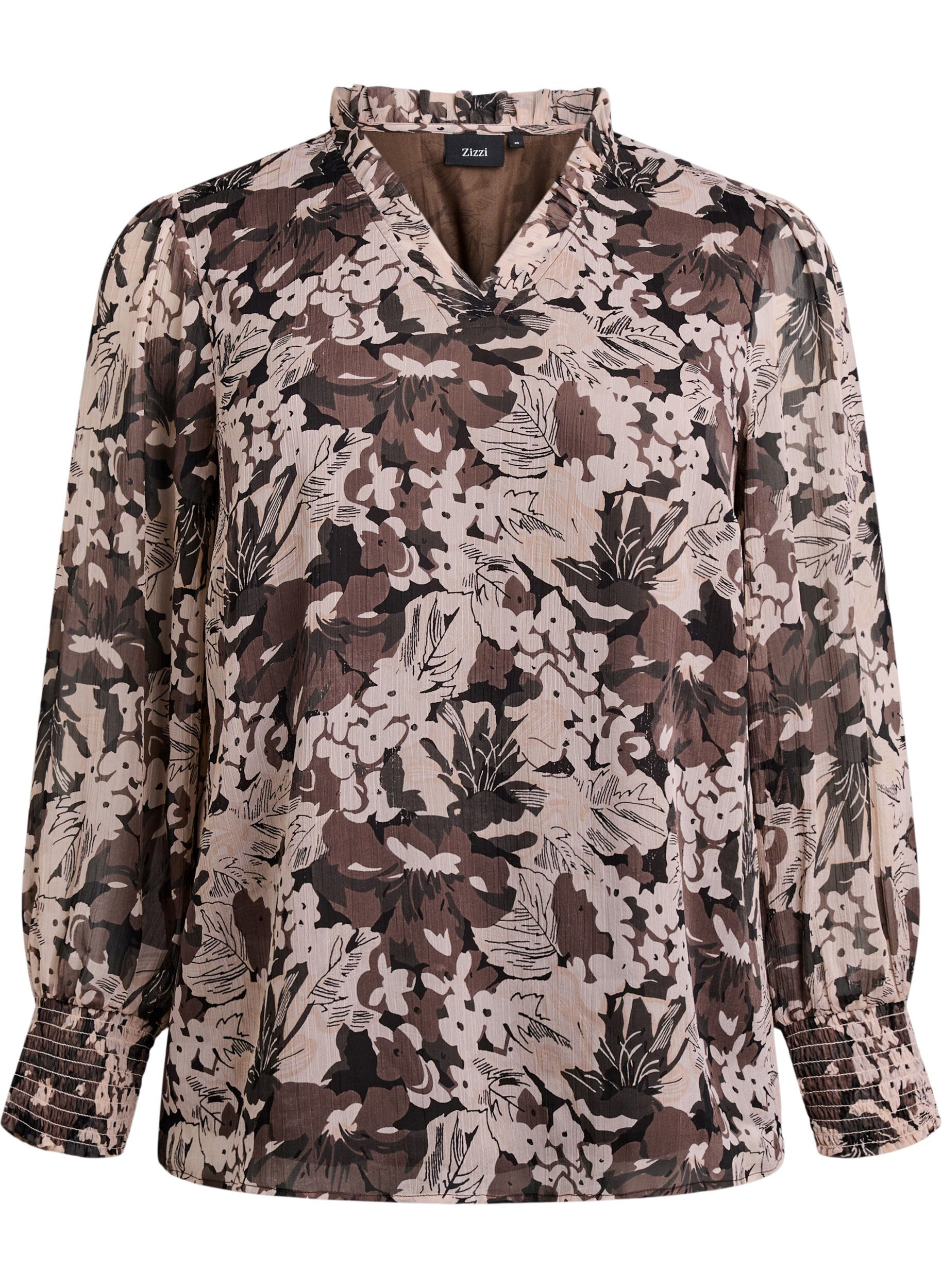 Zizzi Bluse mit floralem Print, Schwarz, Packshot image number 0