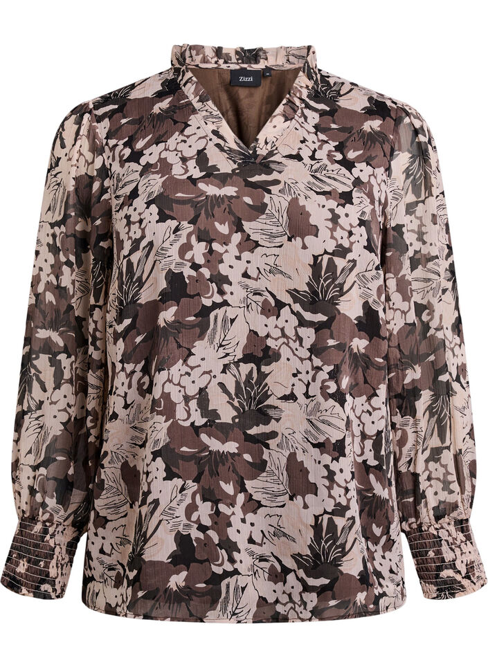 Bluse mit floralem Print, Schwarz, Packshot image number 0