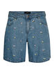Shorts aus Denim mit bestickten Blumen, Blau, Packshot image number 0