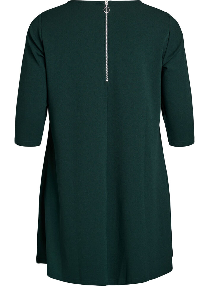Kurz geschnittenes A-Linien Kleid aus Webstoff mit 3/4 &Auml;rmeln, Gr&uuml;n, Packshot image number 1
