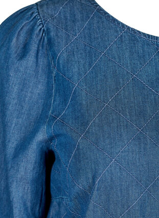 Baumwollkleid mit 3/4-Ärmeln und dekorativen Nähten, Blue, Packshot image number 2