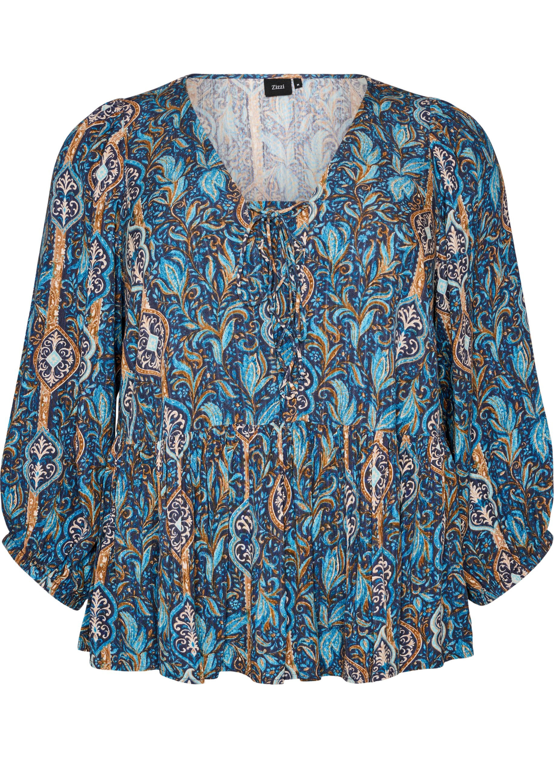 ZizziBluse mit Paisleymuster und Spitzendetails, Blau, Packshot image number 0
