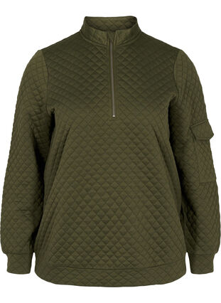 Stepp-Sweatshirt mit Reißverschluss, Ivy Green, Packshot image number 0