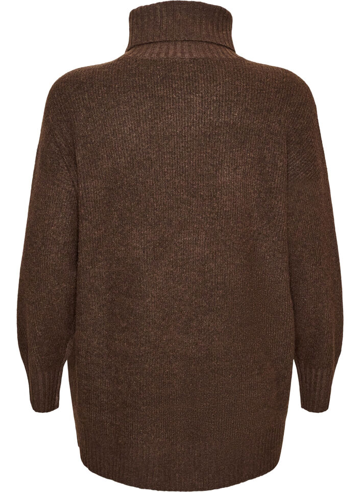 Locker gestrickter Pullover mit Rollkragen, Braun, Packshot image number 1
