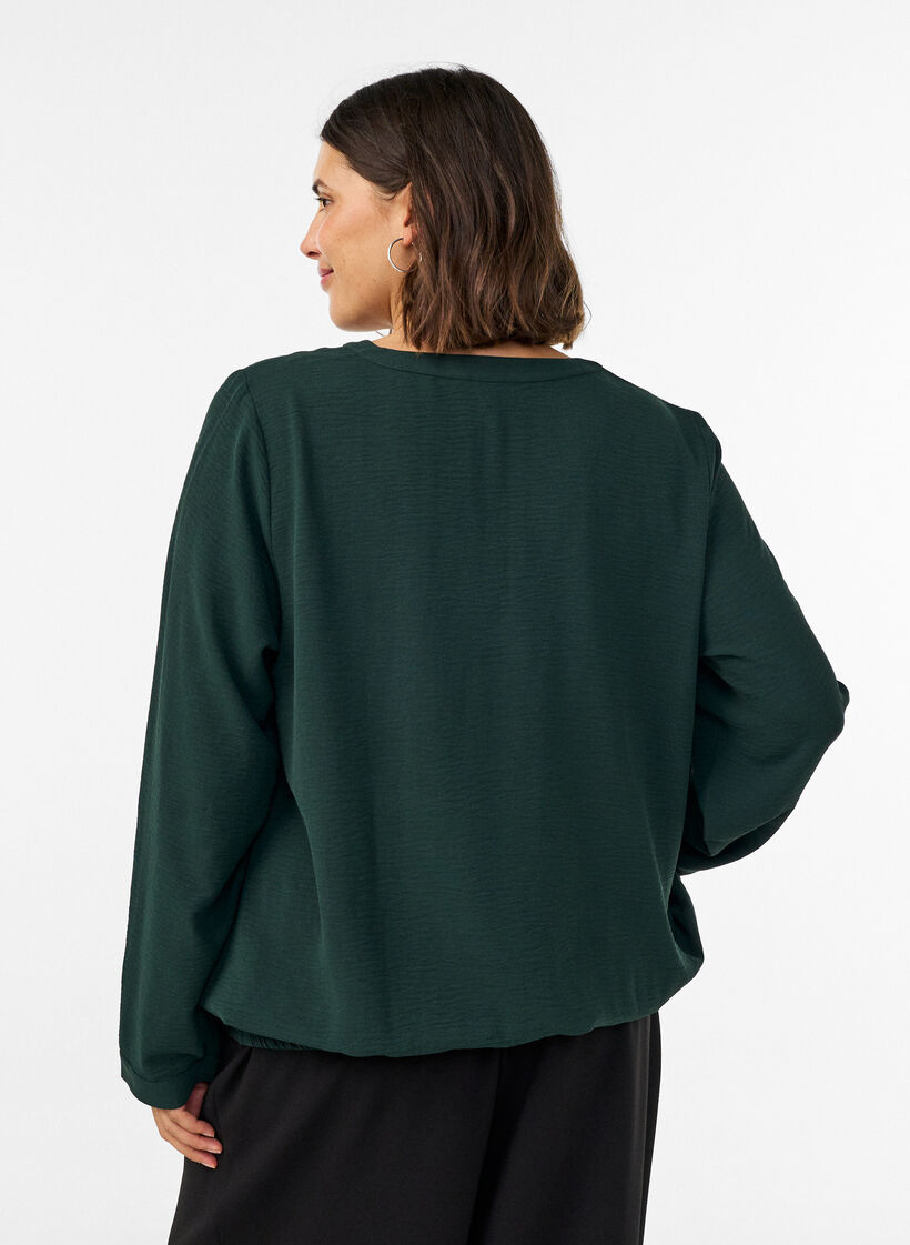 Bluse in Ballon-Silhouette mit V-Ausschnitt, Gr&uuml;n, Model image number 2