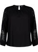  Langarmbluse mit Häkeldetails, Black, Packshot image number 0