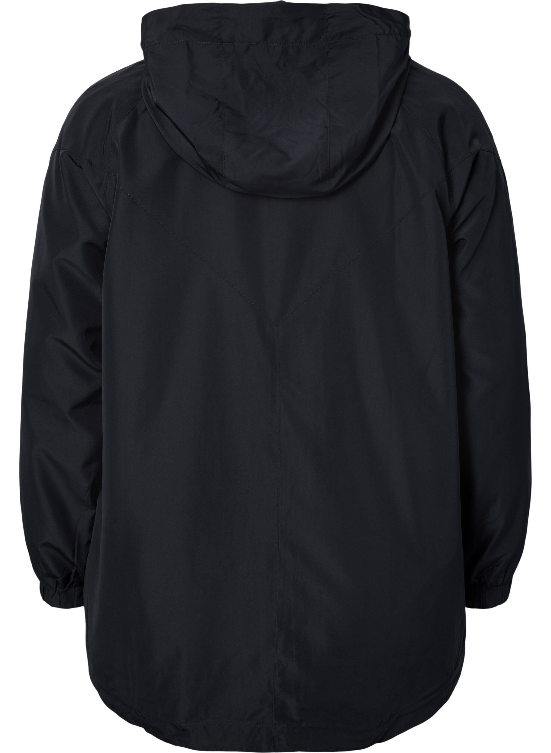 Zizzi Kurze Jacke mit Kapuze und verstellbarer Saum, Black, Packshot image number 1