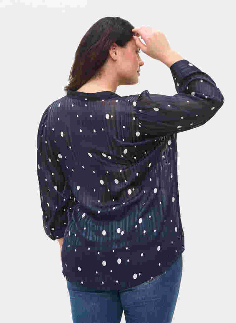 Hemdbluse mit Print und 3/4-Ärmeln, Navy Blazer Dot, Model image number 1