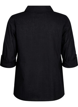 Hemdbluse mit Knopfverschluss aus Baumwoll-Leinen-Gemisch, Black, Packshot image number 1