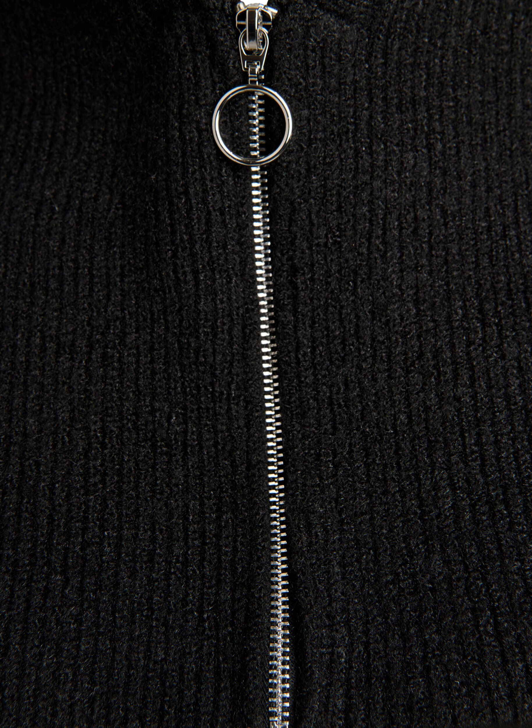 Zizzi Balaclava aus Rippstrick mit Rei&szlig;verschluss, Schwarz, Packshot image number 2