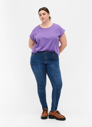 Kurzärmeliges T-Shirt aus einer Baumwollmischung, Deep Lavender, Model image number 2