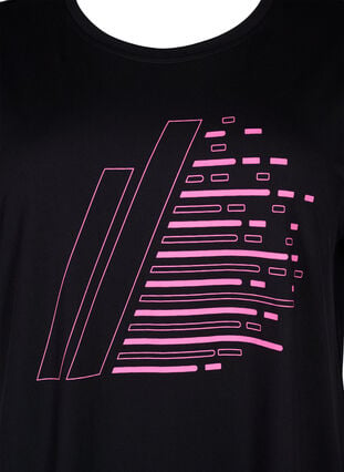 Trainingsshirt mit kurzen Ärmeln und Print, Black/Sugar Plum, Packshot image number 2