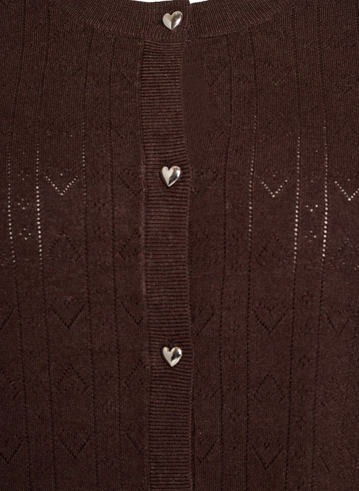 Strickjacke mit Herz-Lochstickerei, Braun, Packshot image number 2