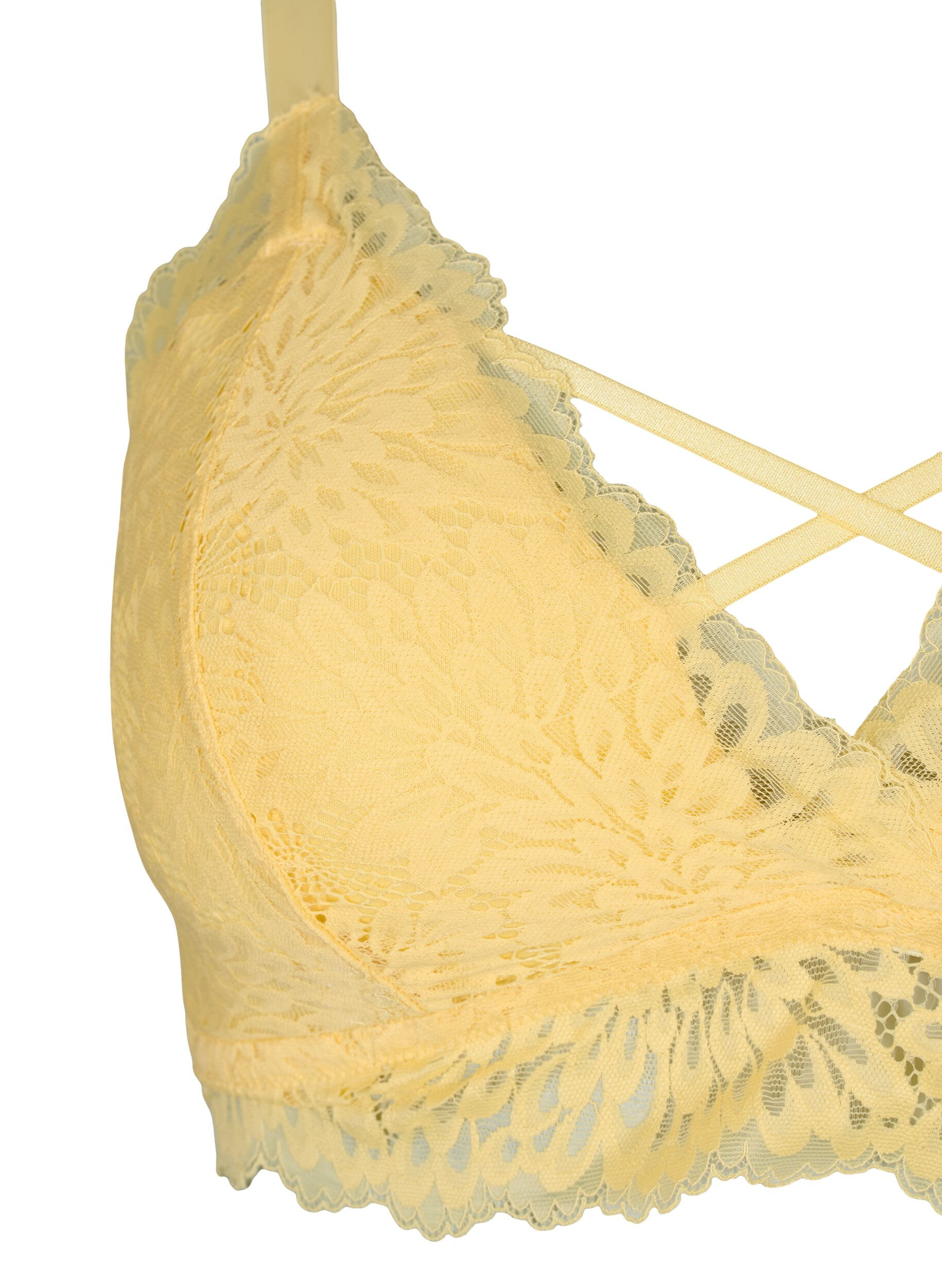 Zizzi Bralette mit String-Details und weicher Polsterung, Pale Banana ASS, Packshot image number 2