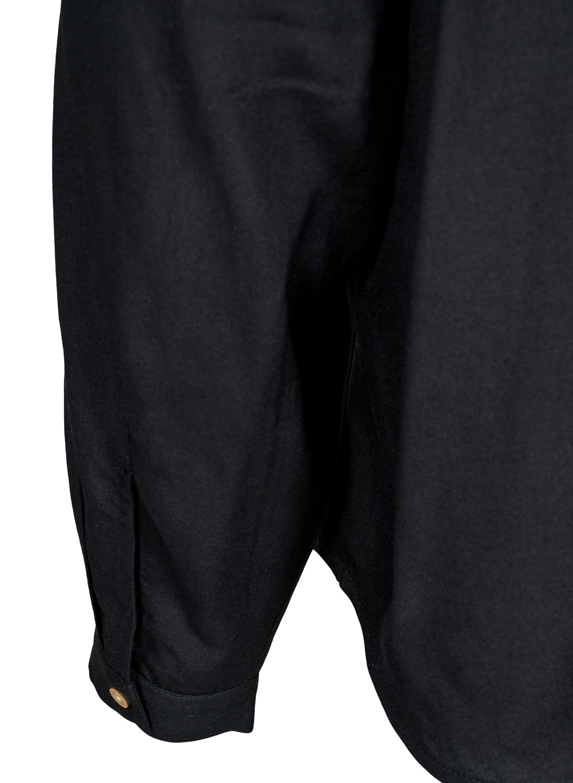Zizzi Lange Bluse aus Leinen und Viskose, Schwarz, Packshot image number 3