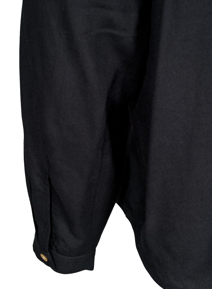 Lange Bluse aus Leinen und Viskose, Schwarz, Packshot image number 3