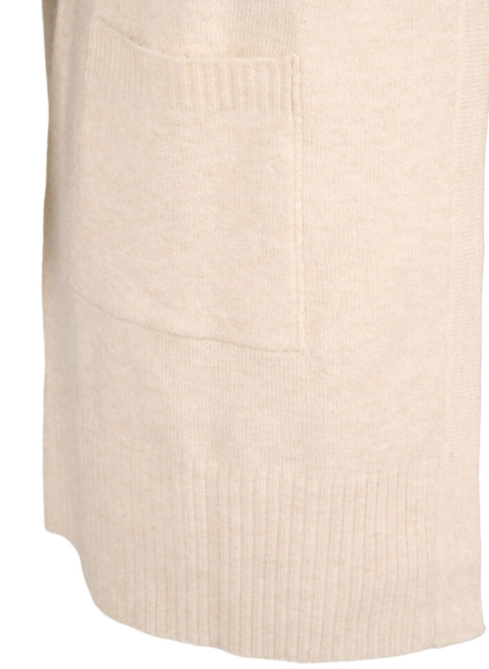 Strickjacke mit Rippenstrick und Taschen, Beige, Packshot image number 3