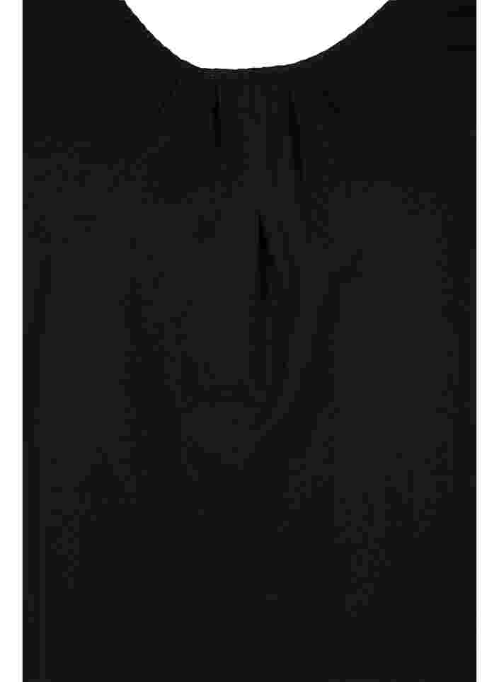 Baumwollkleid mit Rundhalsausschnitt und kurzen Ärmeln, Black, Packshot image number 2