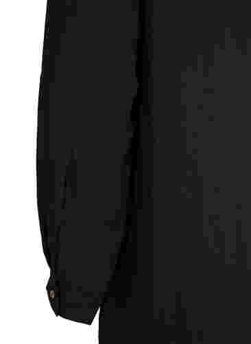 Langes einfarbiges Hemd aus Viskose, Black, Packshot image number 3