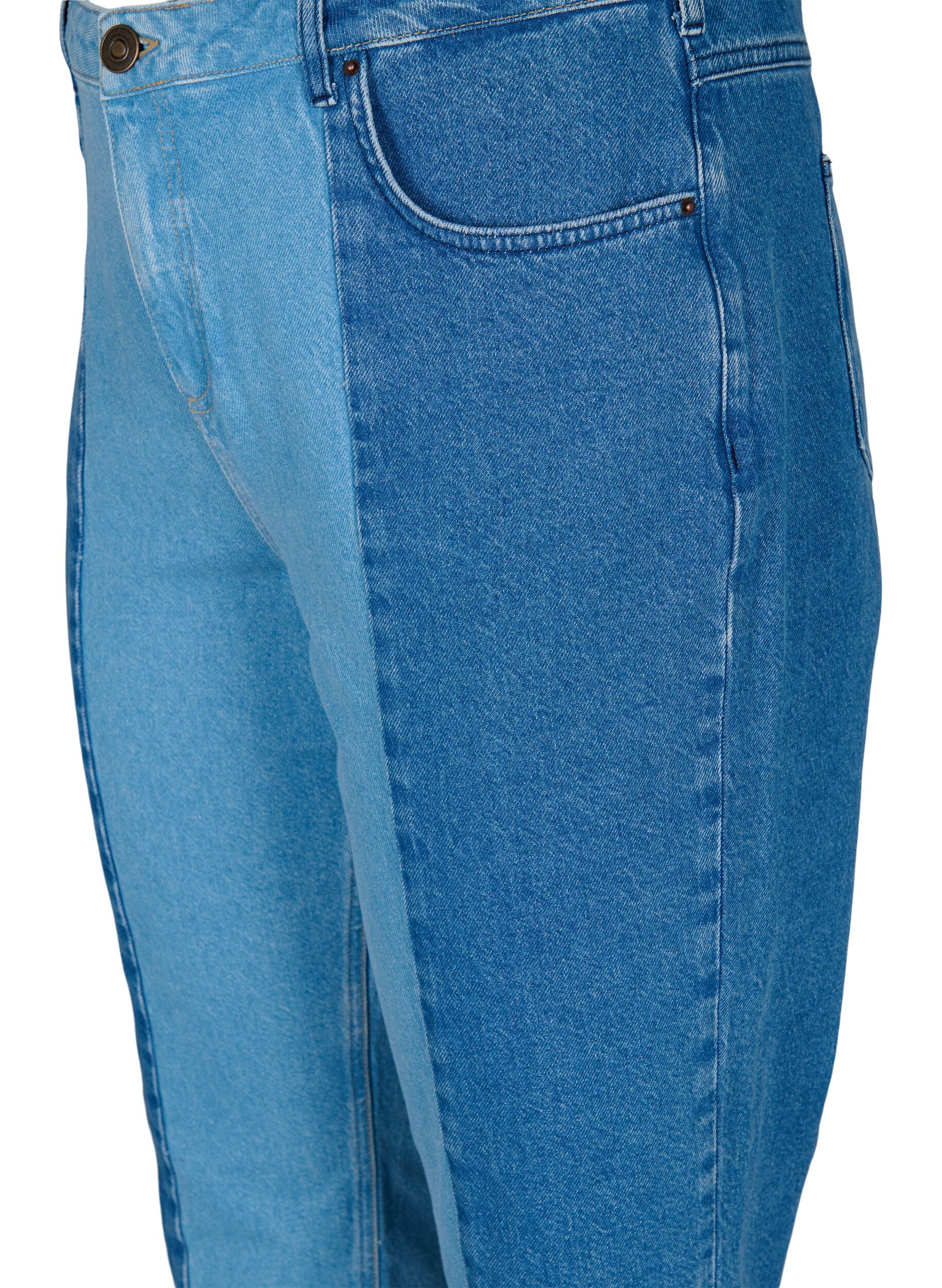 Zizzi Cropped Vera jeans mit Colorblock, Blue denim, Packshot image number 2