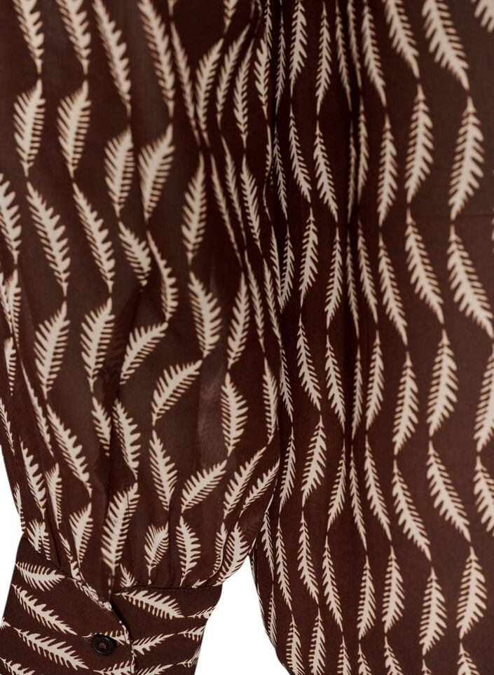 Bluse mit Allover-Print und kurzer Knopfleiste, Braun, Packshot image number 3