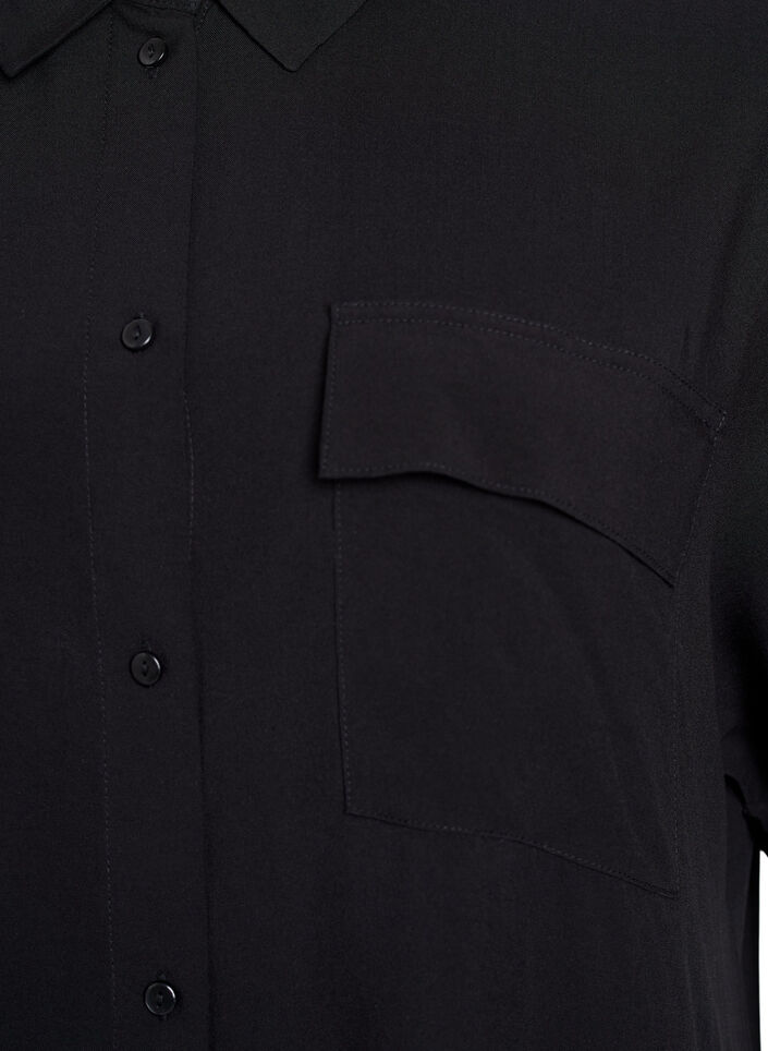 Langes Hemdkleid mit kurzen &Auml;rmeln, Schwarz, Packshot image number 2