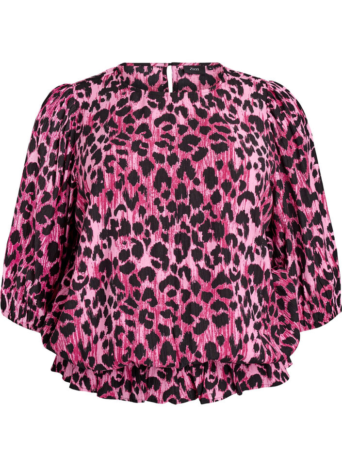 Viskosebluse mit 3/4-Ärmeln und Balloneffekt, Pink, Packshot image number 0