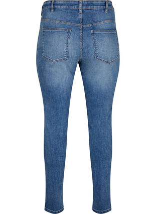 Sanna Jeans mit super schmaler Passform und Knopfverschluss, Blue denim, Packshot image number 1