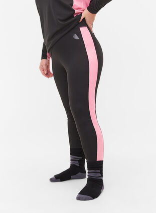 Skiunterhosen mit Kontraststreifen, Black w. Sea Pink, Model image number 2