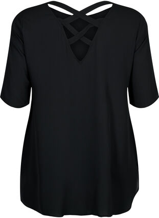 Bluse mit Kreuzdetail auf der Rückseite, Black, Packshot image number 1