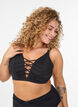Bikini-Top mit Bänderdetail, Schwarz, Model image number 2