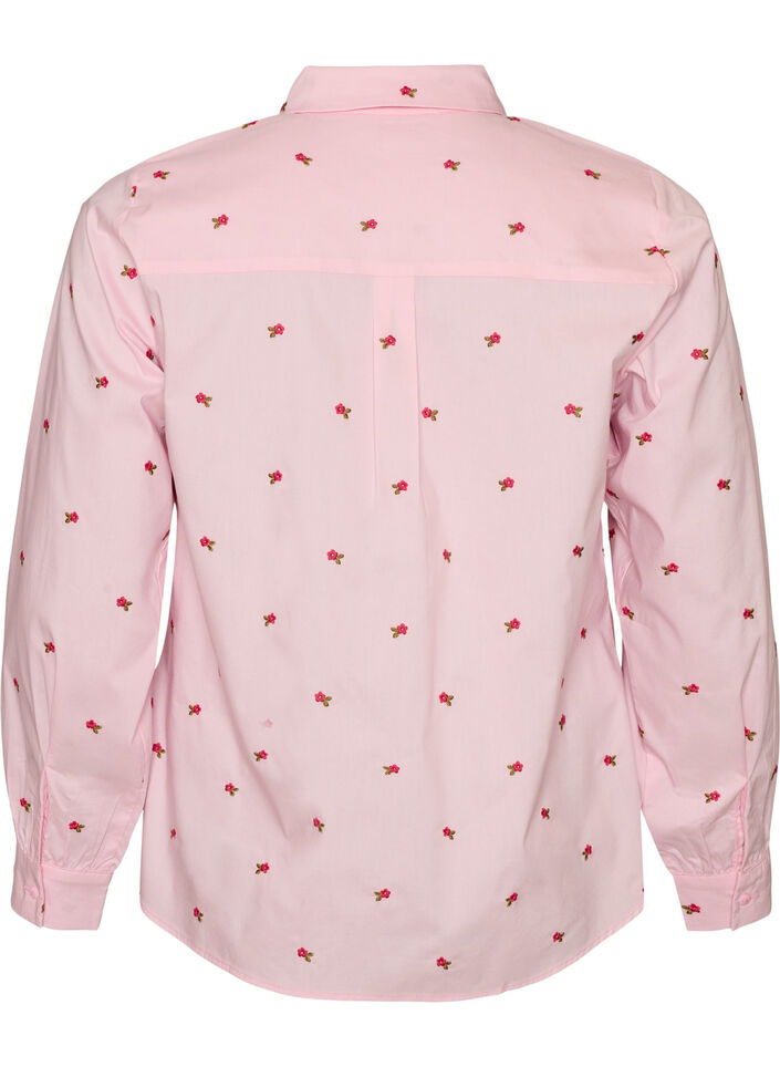 Hemdbluse mit Blumenstickerei, Pink, Packshot image number 1
