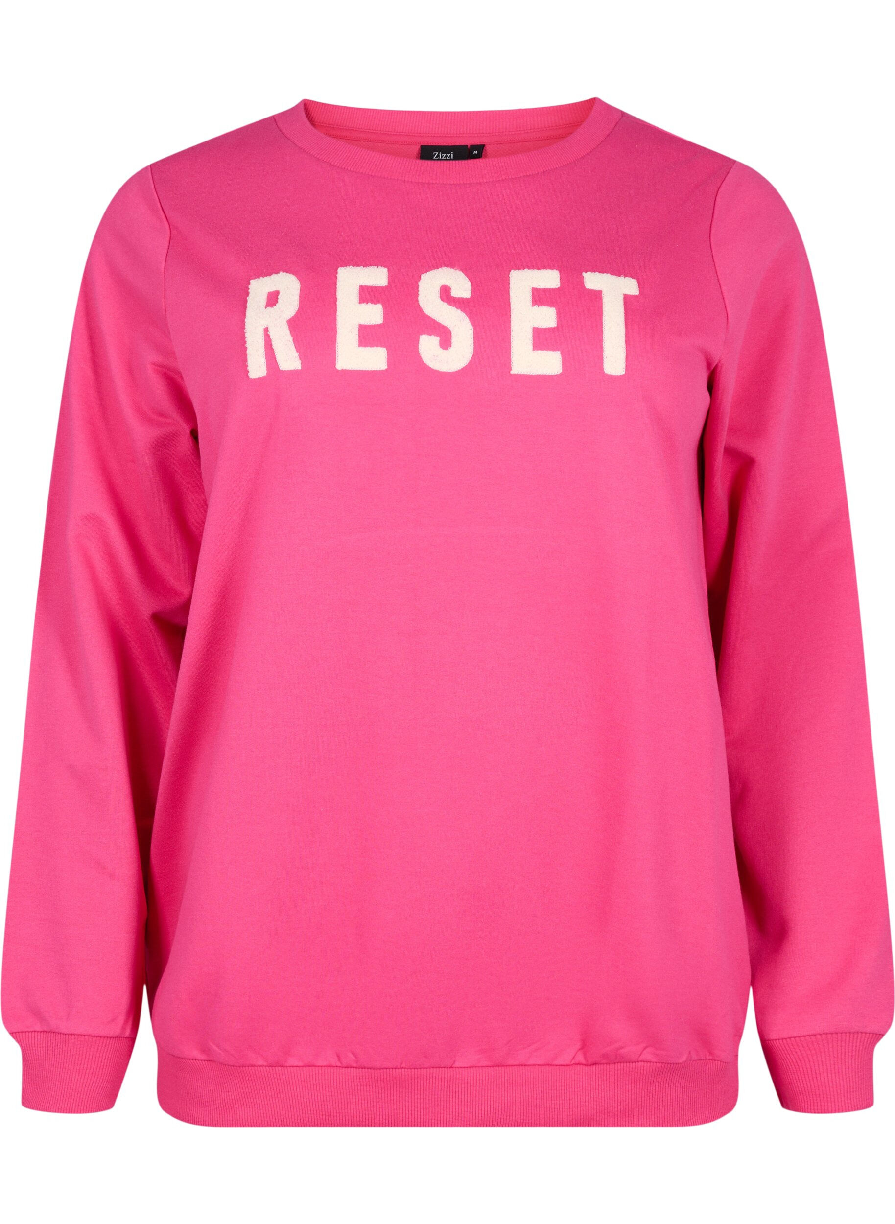 Zizzi Sweatshirt mit Text, Fuchsia P. W. Reset, Packshot image number 0