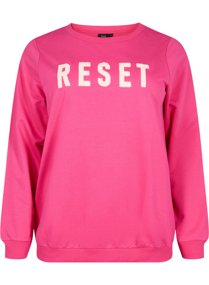 Sweatshirt mit Text, Fuchsia P. W. Reset, Packshot image number 0